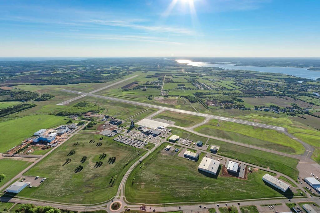 Aerial view of Charlottetown Airport YYG — Shaheen Taxi airport taxi and PEI transportation